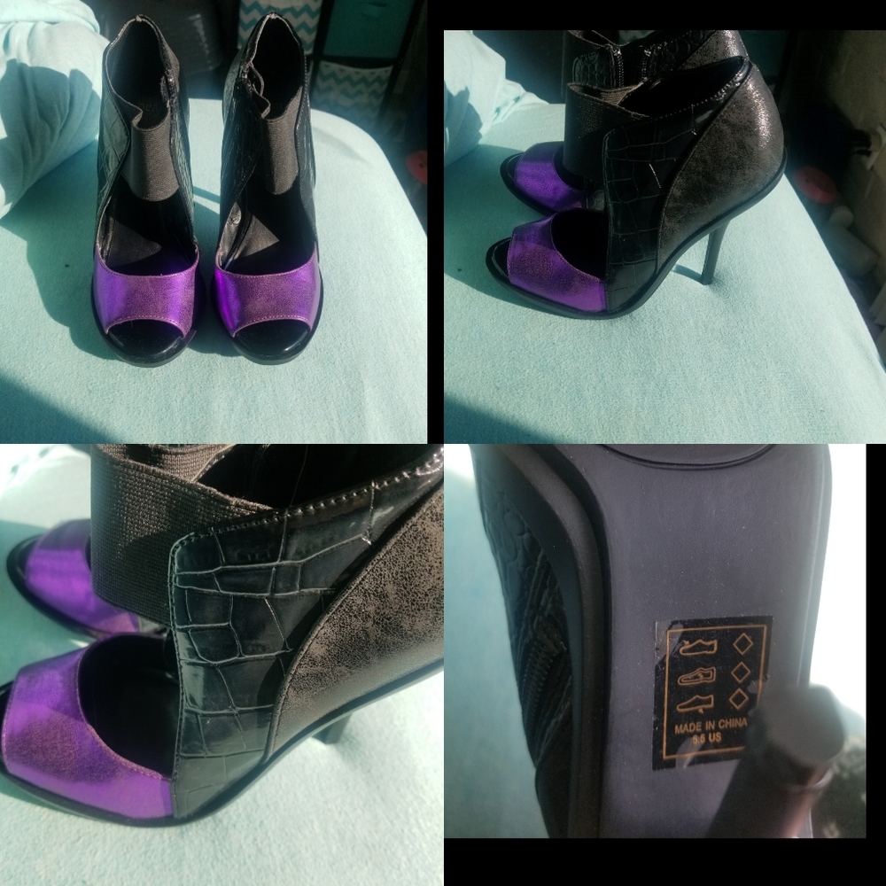 Cute purple and snake skin heels